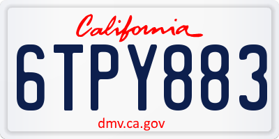 CA license plate 6TPY883