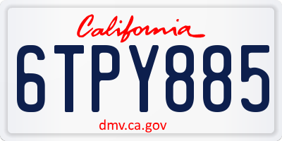 CA license plate 6TPY885