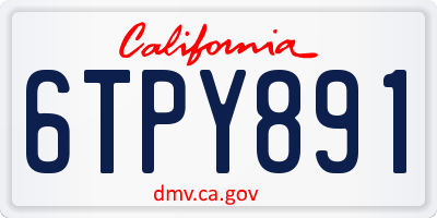 CA license plate 6TPY891