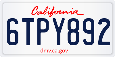 CA license plate 6TPY892