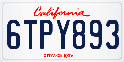 CA license plate 6TPY893