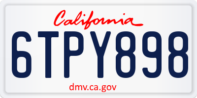 CA license plate 6TPY898