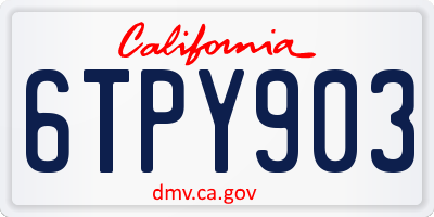 CA license plate 6TPY903