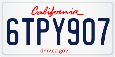CA license plate 6TPY907