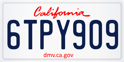 CA license plate 6TPY909