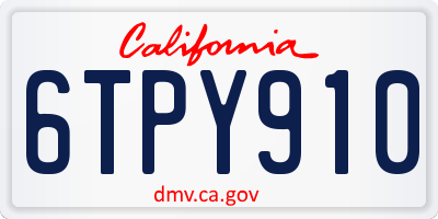 CA license plate 6TPY910