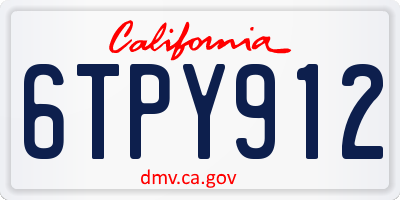 CA license plate 6TPY912