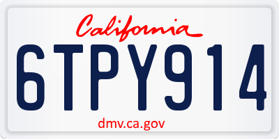 CA license plate 6TPY914