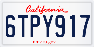CA license plate 6TPY917