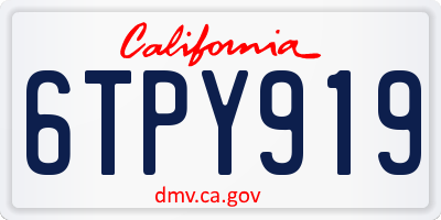 CA license plate 6TPY919