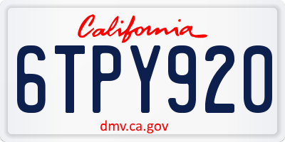 CA license plate 6TPY920