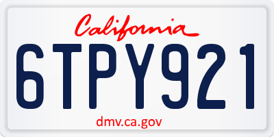 CA license plate 6TPY921