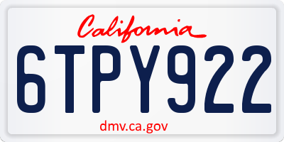 CA license plate 6TPY922