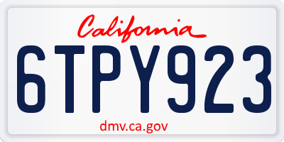 CA license plate 6TPY923