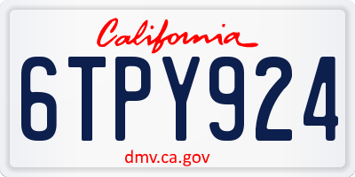 CA license plate 6TPY924