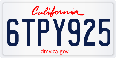 CA license plate 6TPY925