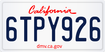 CA license plate 6TPY926