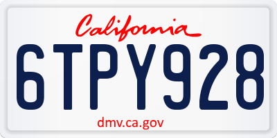CA license plate 6TPY928