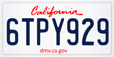 CA license plate 6TPY929