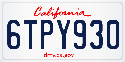 CA license plate 6TPY930