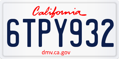 CA license plate 6TPY932