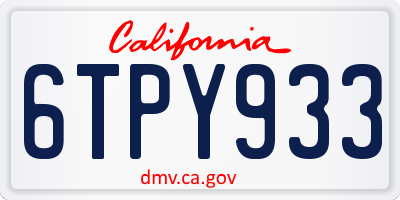 CA license plate 6TPY933