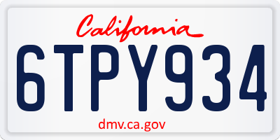 CA license plate 6TPY934
