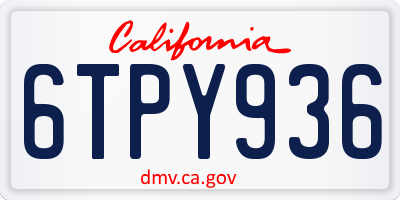 CA license plate 6TPY936