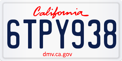 CA license plate 6TPY938