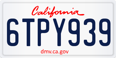 CA license plate 6TPY939