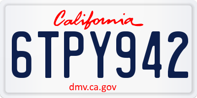 CA license plate 6TPY942