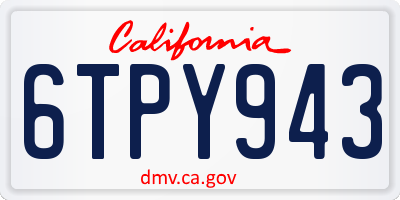 CA license plate 6TPY943