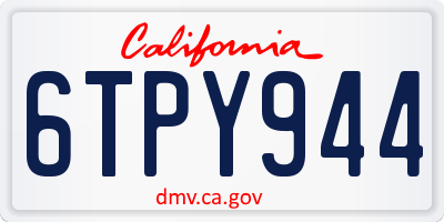CA license plate 6TPY944