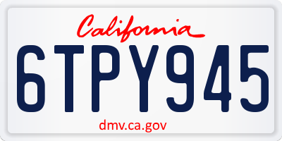 CA license plate 6TPY945