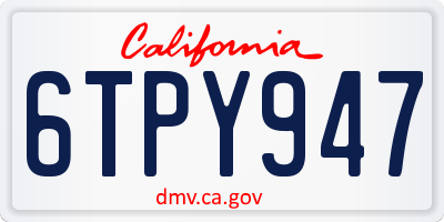 CA license plate 6TPY947