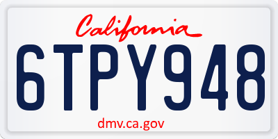 CA license plate 6TPY948