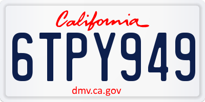 CA license plate 6TPY949