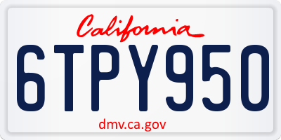 CA license plate 6TPY950