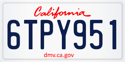 CA license plate 6TPY951