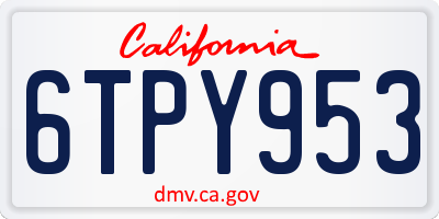 CA license plate 6TPY953