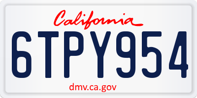 CA license plate 6TPY954