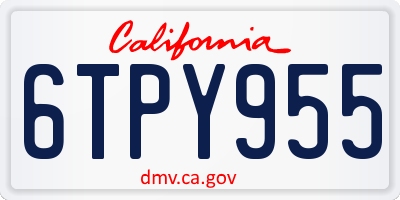 CA license plate 6TPY955