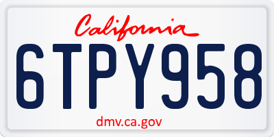 CA license plate 6TPY958