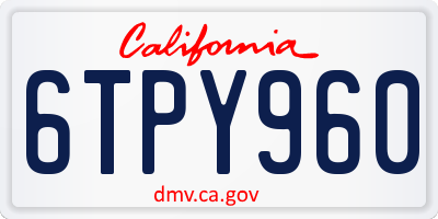 CA license plate 6TPY960