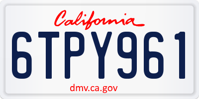 CA license plate 6TPY961