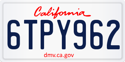 CA license plate 6TPY962