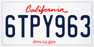 CA license plate 6TPY963