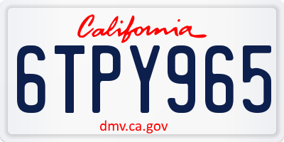 CA license plate 6TPY965