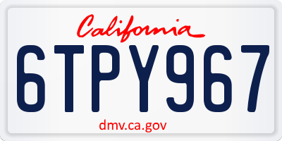 CA license plate 6TPY967