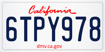 CA license plate 6TPY978